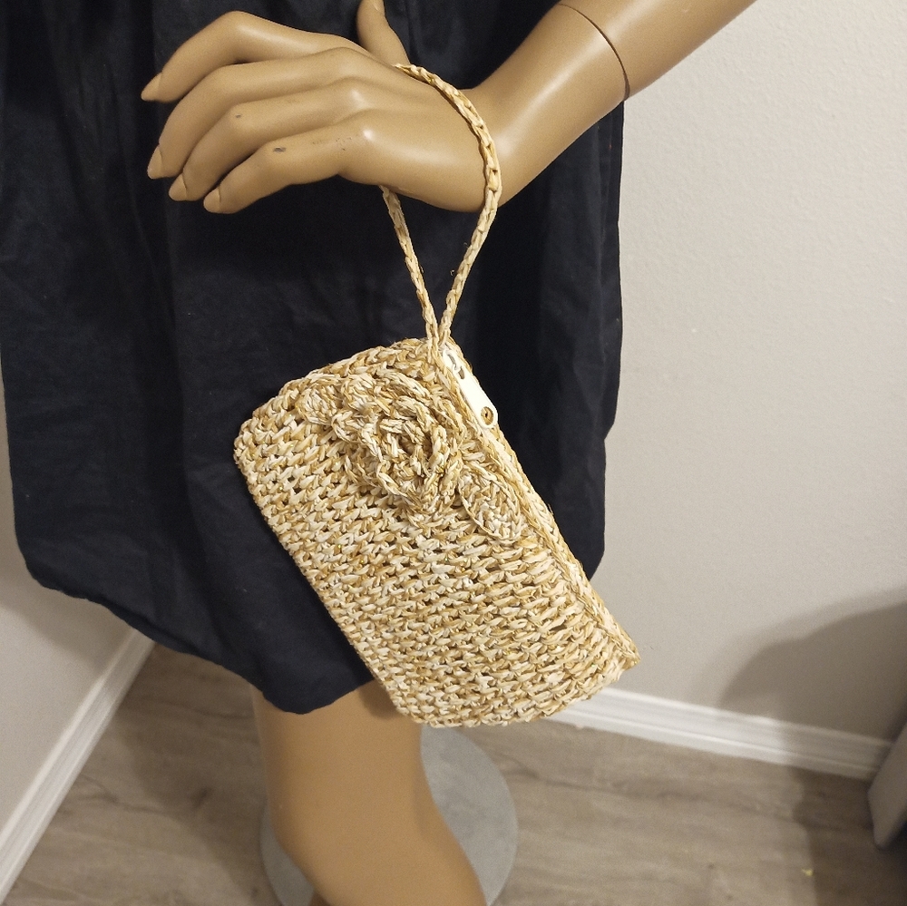 Capelli Women's Elegant Tan Woven Clutch